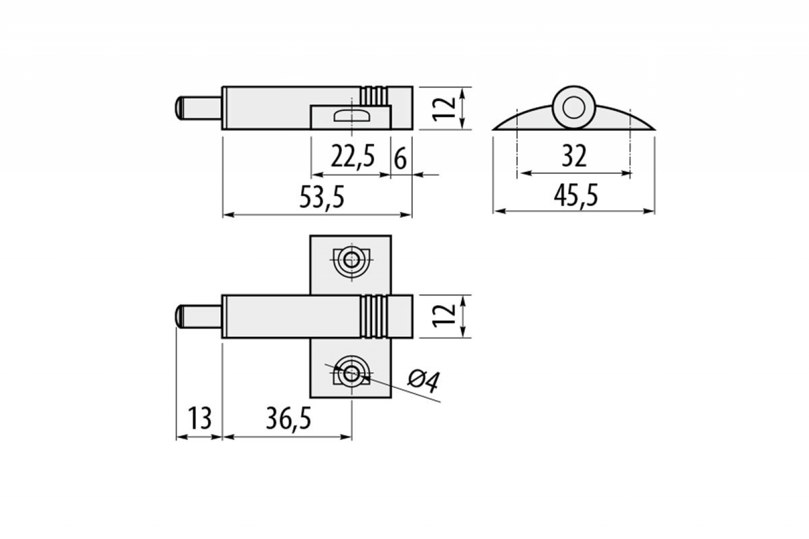 Газлифт мебельный 6 кг. GTV (L-160 мм) чертежи