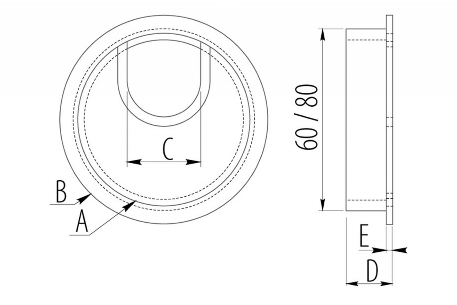 Заглушка кабель канала металлическая круглая d 60 мм хром матовый